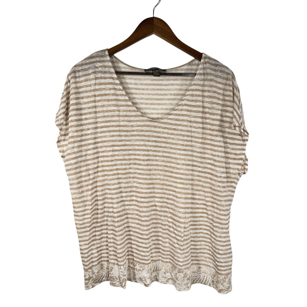 Tommy Bahama Top Women‎ Stripped Casual 100% Linen Size XL